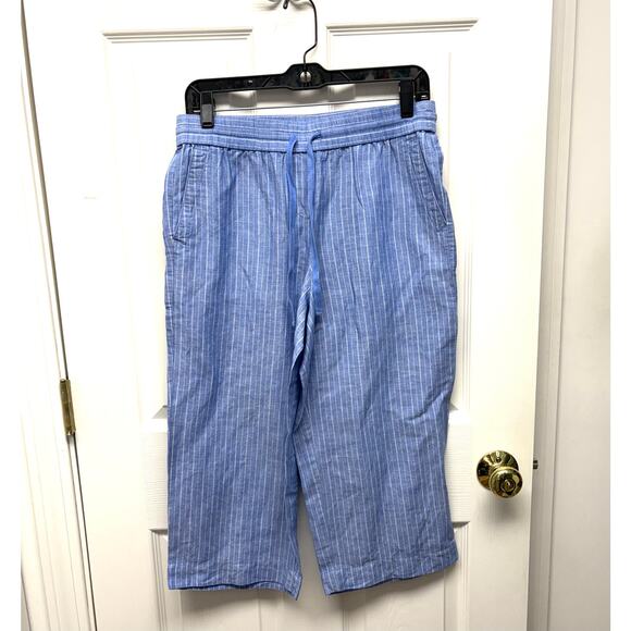 Talbots Blue Pull On Pants, NWOT, Linen Cotton, Beach, Cropped, Women's Size SP - Picture 1 of 4